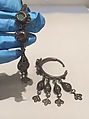 Ear Ornament (Tikhrazin or Douwwah), One of a Pair, Silver and glass