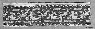 Textile Fragment, Linen, silk; plain weave, embroidered