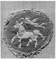 Roundel with Putto and Horse, Linen, wool; plain weave, tapestry weave
