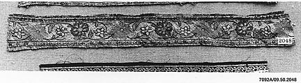 Band, Silk, metal wrapped thread, and linen (?); plain weave, brocaded