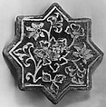 Star-Shaped Tile, Stonepaste; molded and underglaze painted