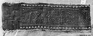 Fragment of a Band, Linen, wool; tapestry weave