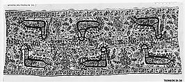 Textile Fragment, Linen; embroidered in silk