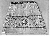Sleeve Fragment with a Band with Fish and Blossoms, Tapestry weave in polychrome wool and undyed linen on plain-weave ground of undyed linen; applied weft-pattern band in wool and undyed linen