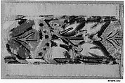 Fragment with a Lotus Band Motif, Linen, wool; tapestry weave
