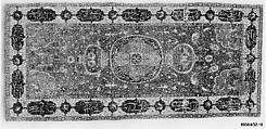 Carpet, Silk (warp and weft), wool (pile), metal wrapped thread; asymmetrical knotted pile, brocaded