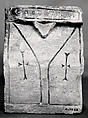 Console with Incised Lines and Crosses, Limestone, red pigment; incised
