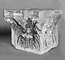 Capital with Acanthus Leaves and Traces of Red Paint, Limestone, red pigment; carved in relief