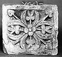 Limestone Block with a Rosette in a Square, Limestone; carved in relief