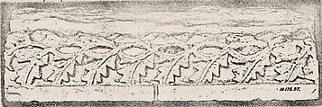 Fragment of Molding with a Leaves Pattern, Limestone; carved in relief