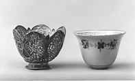 Cup Holder, Silver; pierced, egraved, gilded