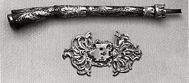 Fragment of a Pipe Stem, Silver, wood, and brass