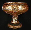 Footed Bowl with Eagle Emblem, Glass; dip-molded, blown, enameled, and gilded