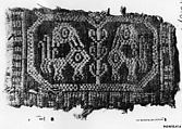Textile Fragment with Birds, Linen, cotton; plain weave, brocaded