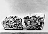 Keystone from an Arch with Cross and Acanthus Leaves, Limestone; carved in relief