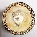 Bowl, Earthenware; white slip with polychrome slip decoration under transparent glaze