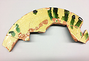 Plate, Earthenware; white slip, incised and splashed with polychrome glazes under transparent glaze (sgraffito ware)