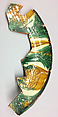 Plate, Earthenware; white slip, incised and splashed with polychrome glazes under transparent glaze (sgraffito ware)