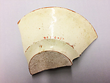 Ceramic Fragment, Earthenware; white slip, brown-black slip decoration, glazed