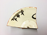 Ceramic Fragment, Earthenware; white slip, brown-black slip decoration, glazed