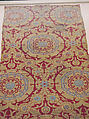 Silk Fragment with Circular Rosace-like Floriate Medallions, Silk, metal wrapped thread; lampas (kemha)