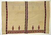Headscarf, Cotton, silk; embroidered