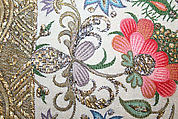 Textile, Cotton, silk, metal wrapped thread; embroidered