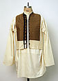 Ensemble, (a, b) linen; embroidered
(c) cotton
(d) silk
(e) wool
