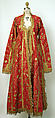 Uçetek Entari or Three-Skirt Robe, Silk; embroidered with couching of laid metallic thread wrapped around silk; metallic sequins