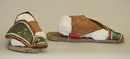 Ensemble, (a) wool, metal-wrapped thread; embroidered; (b) silk, cotton; (c) cotton, metal wrapped thread; (d) cotton; (e,f) leather; (g, h) metal; (i) amber, cotton