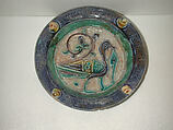 Dish, Stonepaste; carved, incised, polychrome painted under a transparent glaze (Laqabi ware)