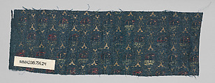Textile Fragment, Silk and metal wrapped thread; brocaded