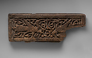 Fragment of Carved Wood Panel with Two Birds, Wood; carved