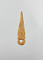 Peg for a Bookbinding, Bone; incised and inlaid with paint