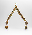 Head Ornament, Gold, glass, turquoise