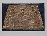 Liturgical Cuff, Silk and metal thread embroidery on a foundation of silk satin and cotton plain weave