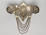 Girdle Clasp, Silver sheet; applied with filigree, granulation, inlaid with enamel