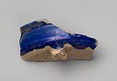 Fragment of a Bowl, Earthenware; light body under cobalt alkaline glaze