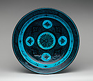 Dish, Stonepaste; painted in black under a turquoise glaze, incised (Kubachi ware)