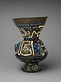 Ceramic Mosque Lamp, Ibn al-Ghaibi al-Tabrizi, Stonepaste; polychrome-painted under transparent glaze