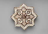 Star-Shaped Tile, Stonepaste; luster-painted on opaque white glaze