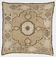Cover, Cotton; embroidered with silk and metal-wrapped thread