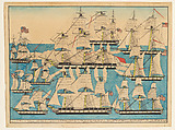 The American Fleet Defeating Rais Hamdu off Cape Gata, Ink and watercolor on paper