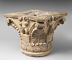 Capital with Putti Holding Wreaths and with Acanthus Leaves, Limestone; carved in relief