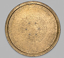 Tray, Brass; engraved and inlaid with silver and black compound