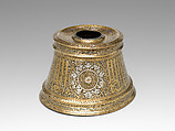 Candlestick Base, Brass with silver inlay