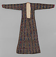 Woman's Entari Robe, Silk, cotton, and metal wrapped thread; satin weave, ikat; plain weave, printed; braided