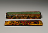 Penbox with Portrait of Muhammad Shah Qajar, Papier-mache; painted and varnished
