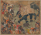 A Prince Riding an Elephant in Procession, Opaque color and gold on cotton cloth