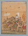 Sultan Ibrahim 'Adil Shah II in Procession, School of 'Ali Riza 'Abbasi (Indian, active ca. 1600–1650), Opaque watercolor and gold on paper